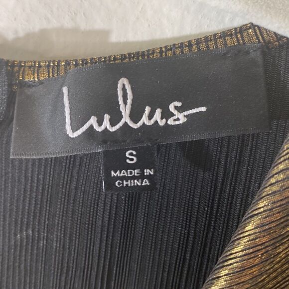 NWOT Lulus Night Shine Gold Long Sleeve Knotted Bodycon Dress - Picture 8 of 13